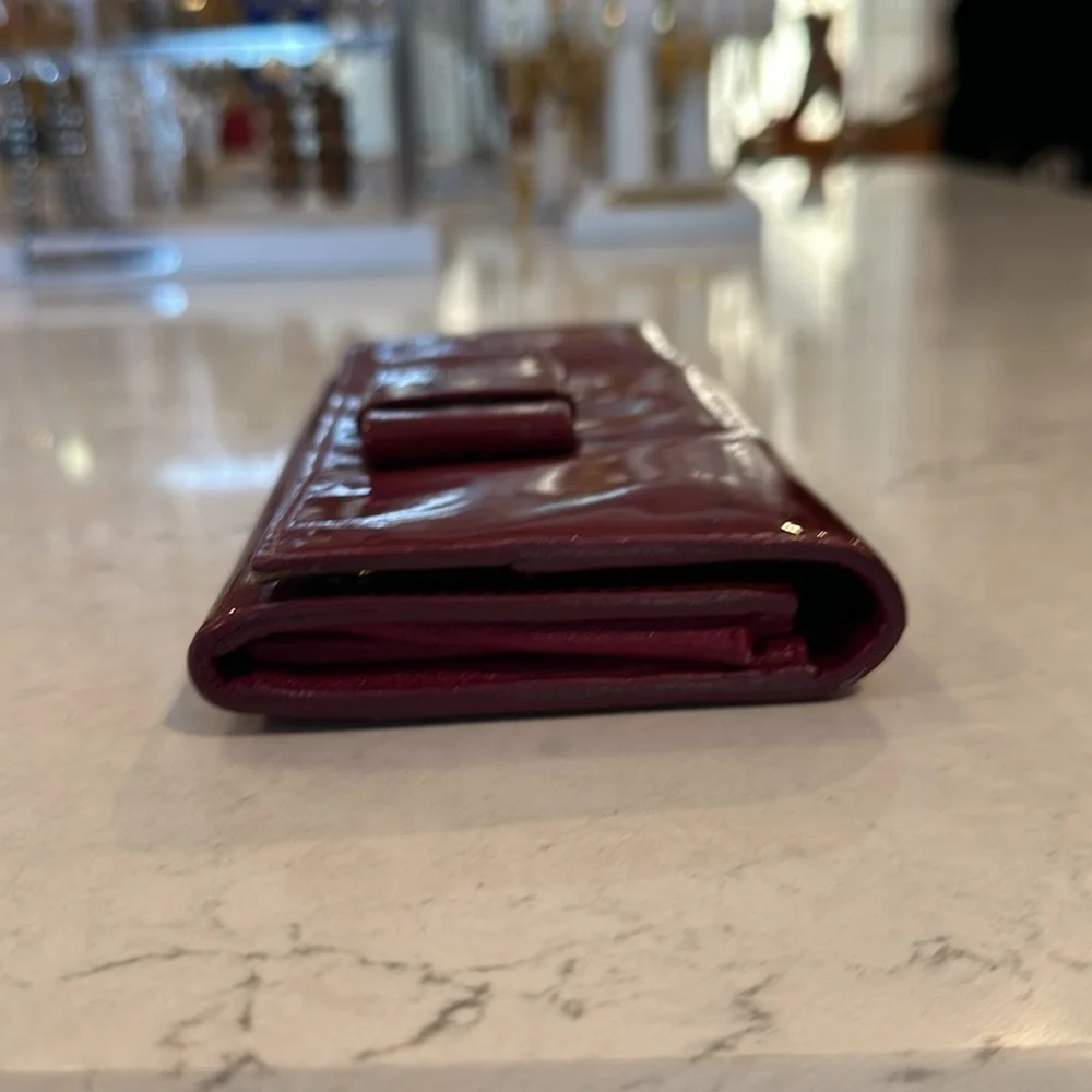 Miu Mui red patent leather continental wallet
